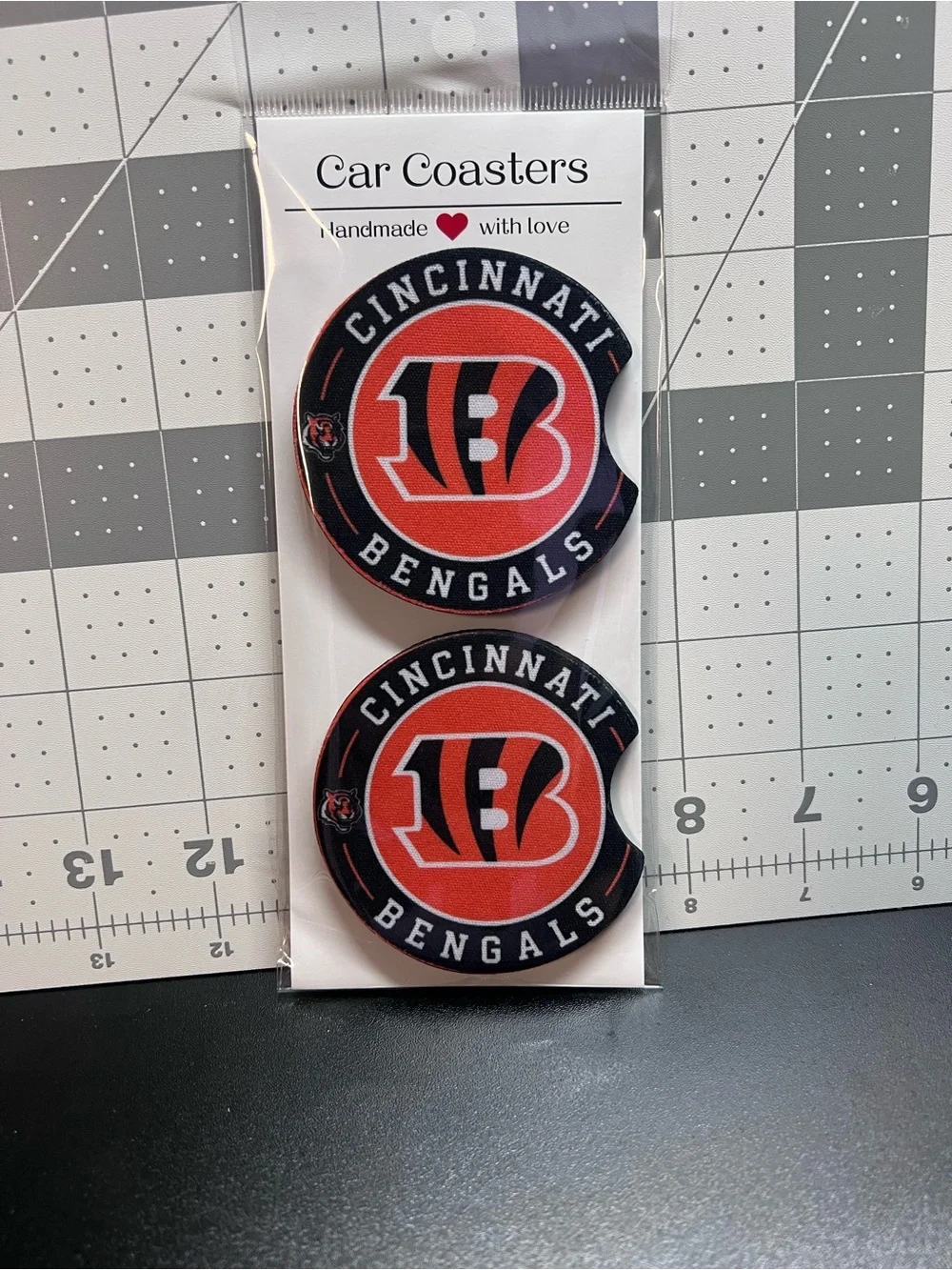 Cincinnati Bengals Car Coaster Set - Orange & Black